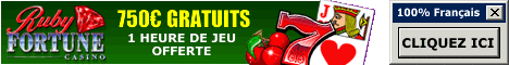 Ruby Fortune Casino, 750 et 1 heure de jeu gratuite